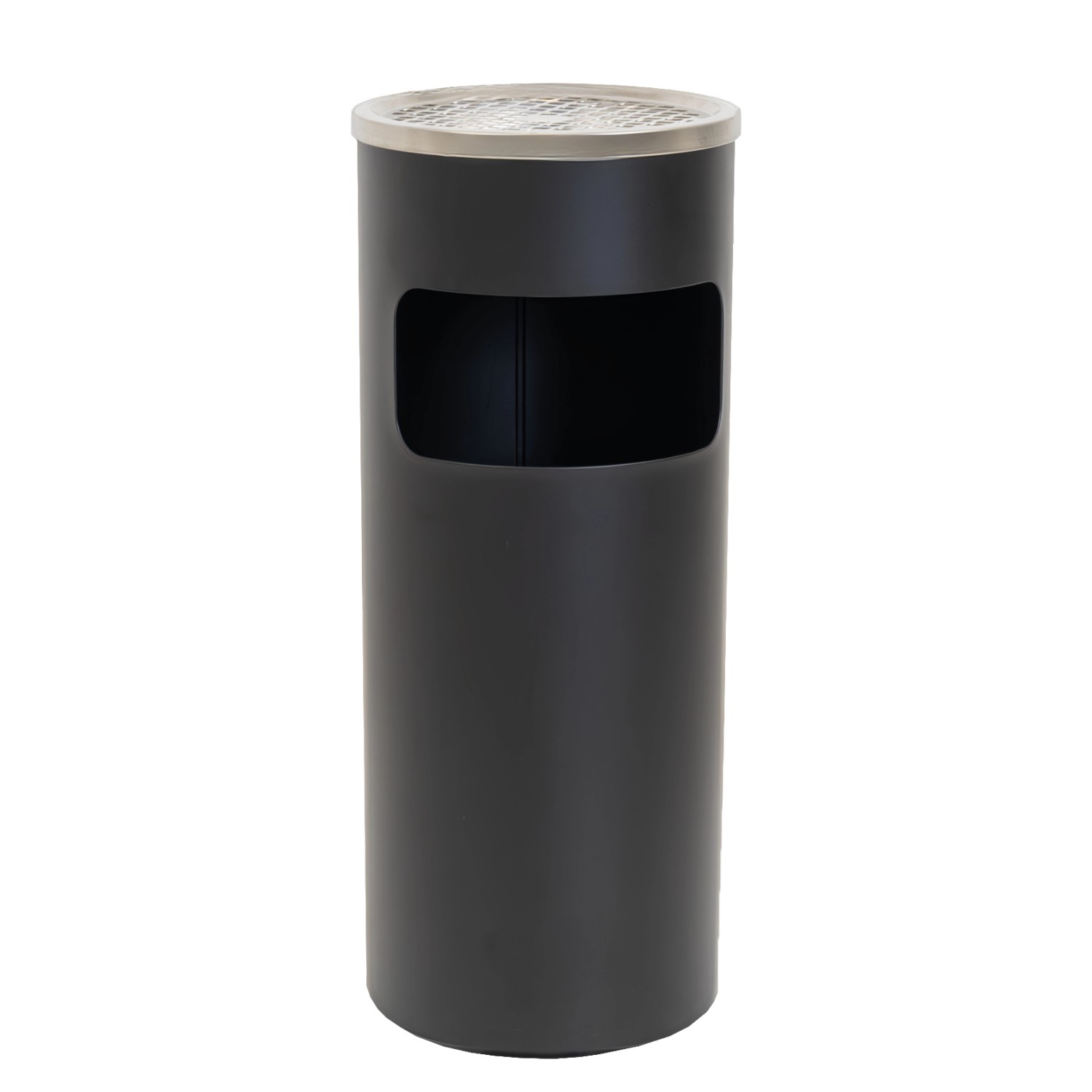 TRUTZHOLM Abfalleimer mit Aschenbecher 30L Metall Pulverbeschichtet Mülleimer Schwarz