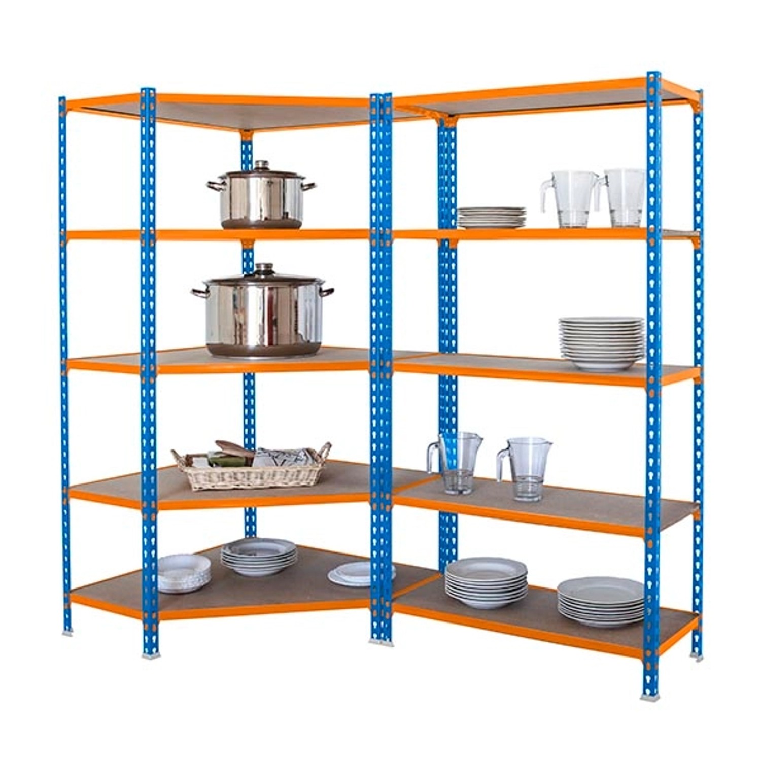 PROREGAL Mega Deal 1x Eckregal & 1x Schwerlastregal Muli HxBxT 180 x 180 x 50 cm Fachlast 200 kg Blau-Orange PROREGAL Mega Deal 1x Eckregal + 1x Schwerlastregal Muli HxBxT 180 x 180 x 50 cm Fachlast 200 kg Blau-Orange