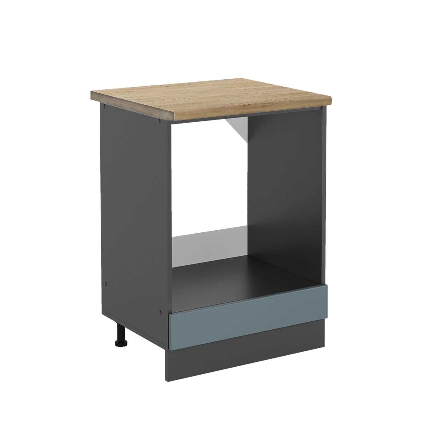 Vicco Herdumbauschrank R-Line Herdschrank Blau-Grau/Anthrazit 60 cm AP Eiche