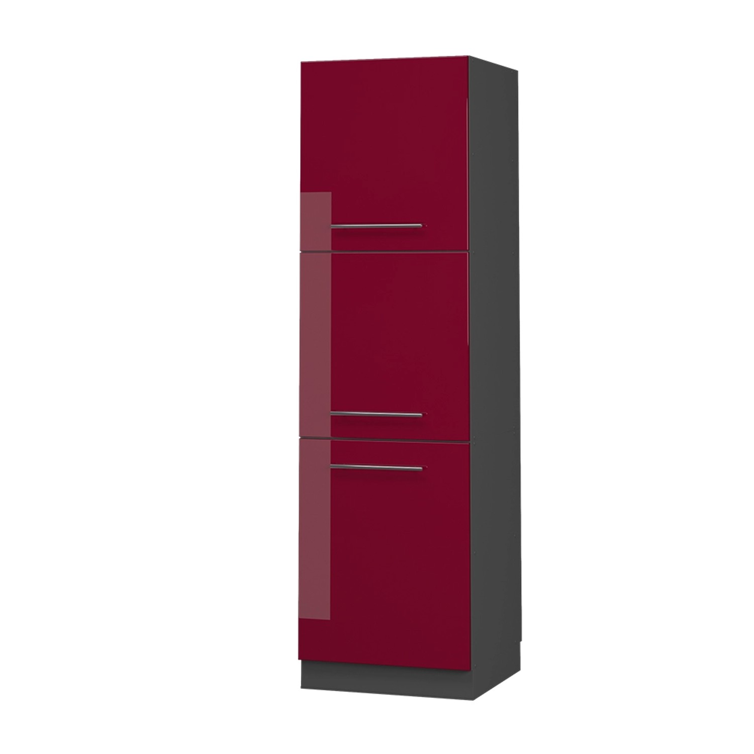 Vicco Herdumbauschrank Fame-Line Herdschrank Bordeaux Hochglanz/Anthrazit 60 cm
