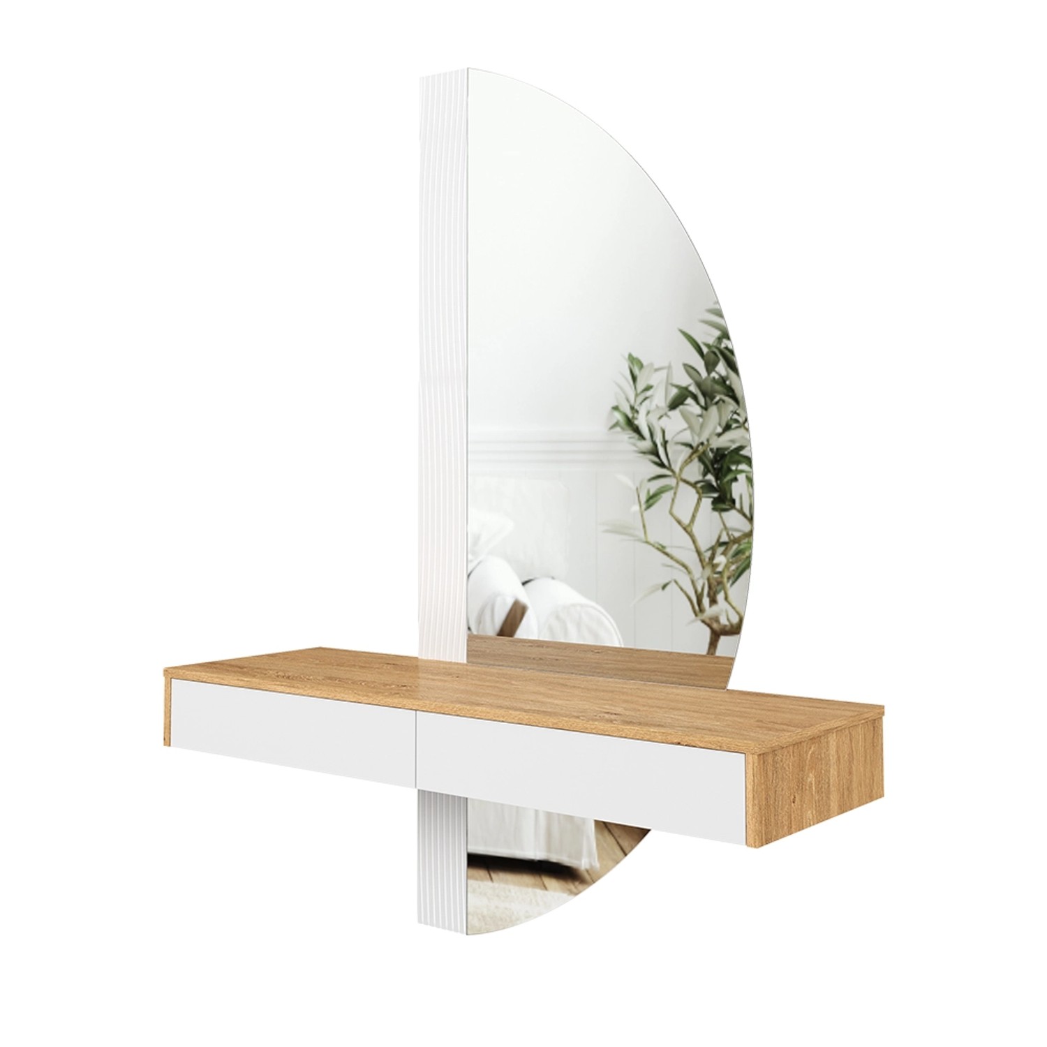 Vicco Schminktisch Melisa Weiß/Eiche 120 cm mit LED Beleuchtung