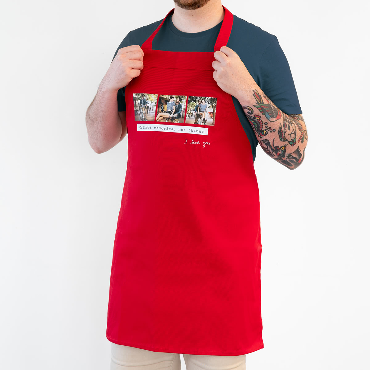 Personalisierte Kochschürze bedrucken lassen | Farbe Rot | Schürze mit Foto, Logo oder Wunschtext selbst gestalten