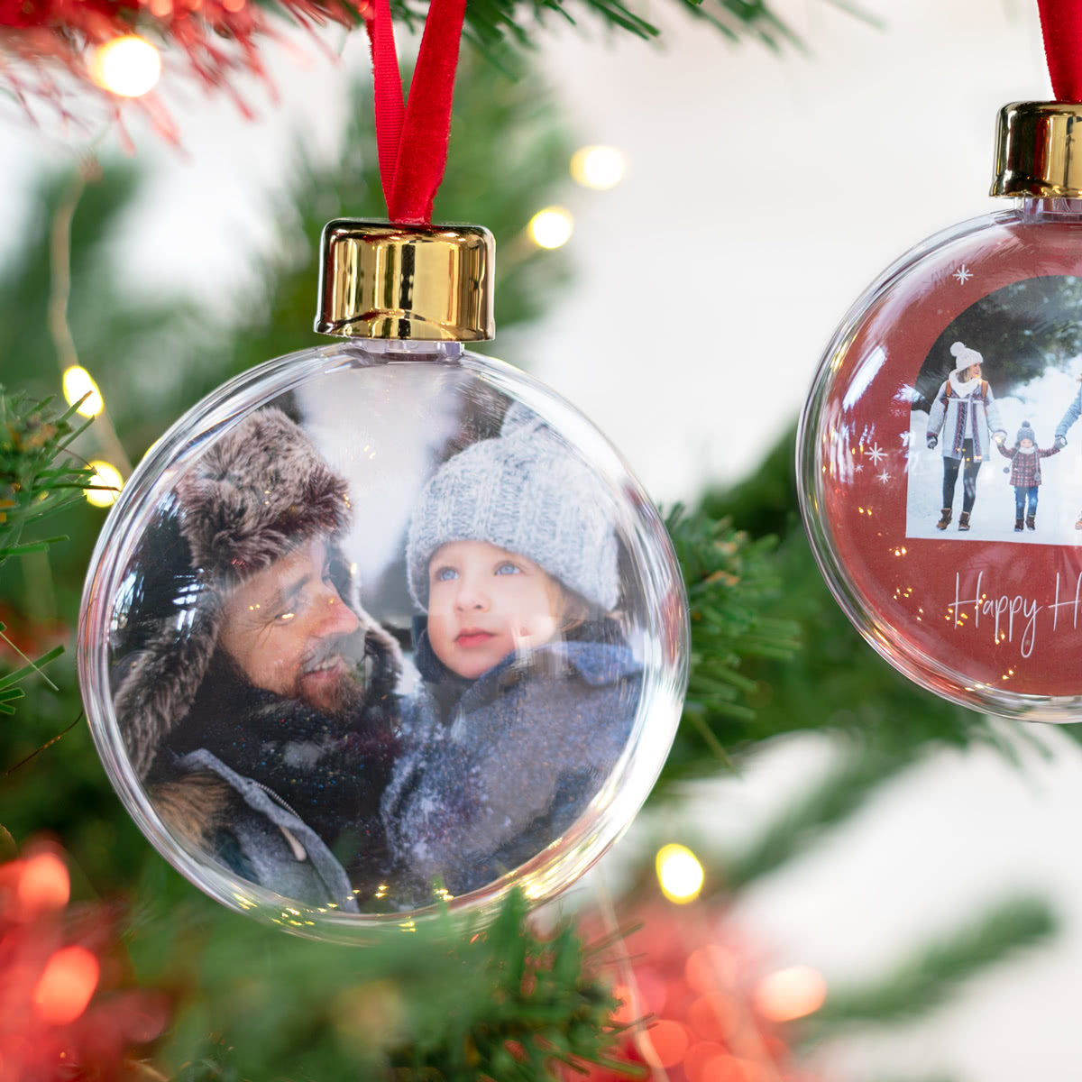 Weihnachtskugeln Set personalisiert - 2 Stk. (Transparent)