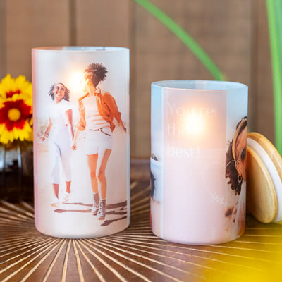 Set Teelichthalter personalisiert aus Holz - 2 Stk.