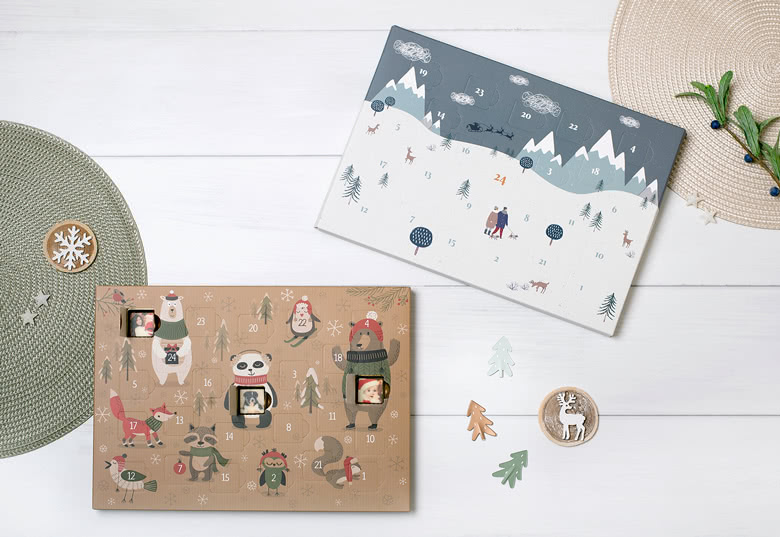 Adventskalender mit personalisierter Schokolade - Cover Weihnachtstiere