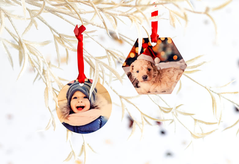 Weihnachtsdekoration aus Holz Kreis - 4 Stk.