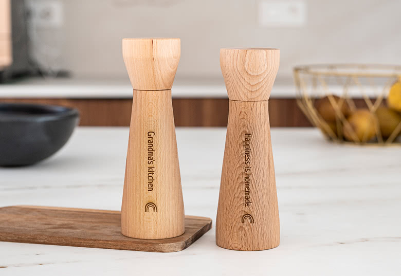 Set Gewürzmühlen mit Gravur - 2 Stk.