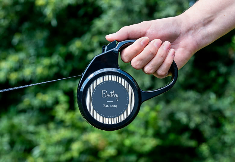 Rollleine personalisiert (3m, Comfortgriff bedruckt, für Hunde & Katzen bis 25 kg)