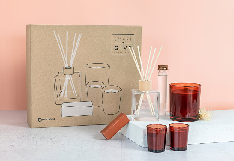 Wellness Geschenkset - Smart2Give mit Duftkerzen, Raumduft & Seife (Terracotta)