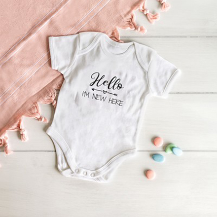 Baby-Body mit Foto u. Text personalisiert (0-3 Monate, Grösse 50/56 cm)