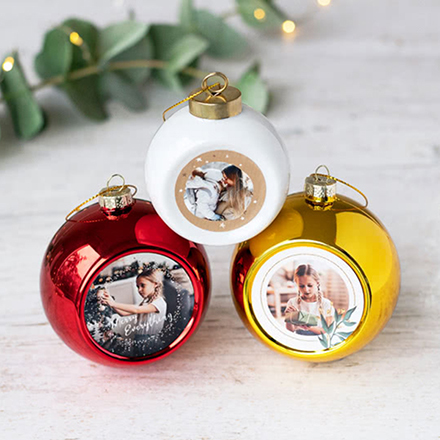 Weihnachtskugeln mit Foto personalisiert, Rot - 2 Stk.