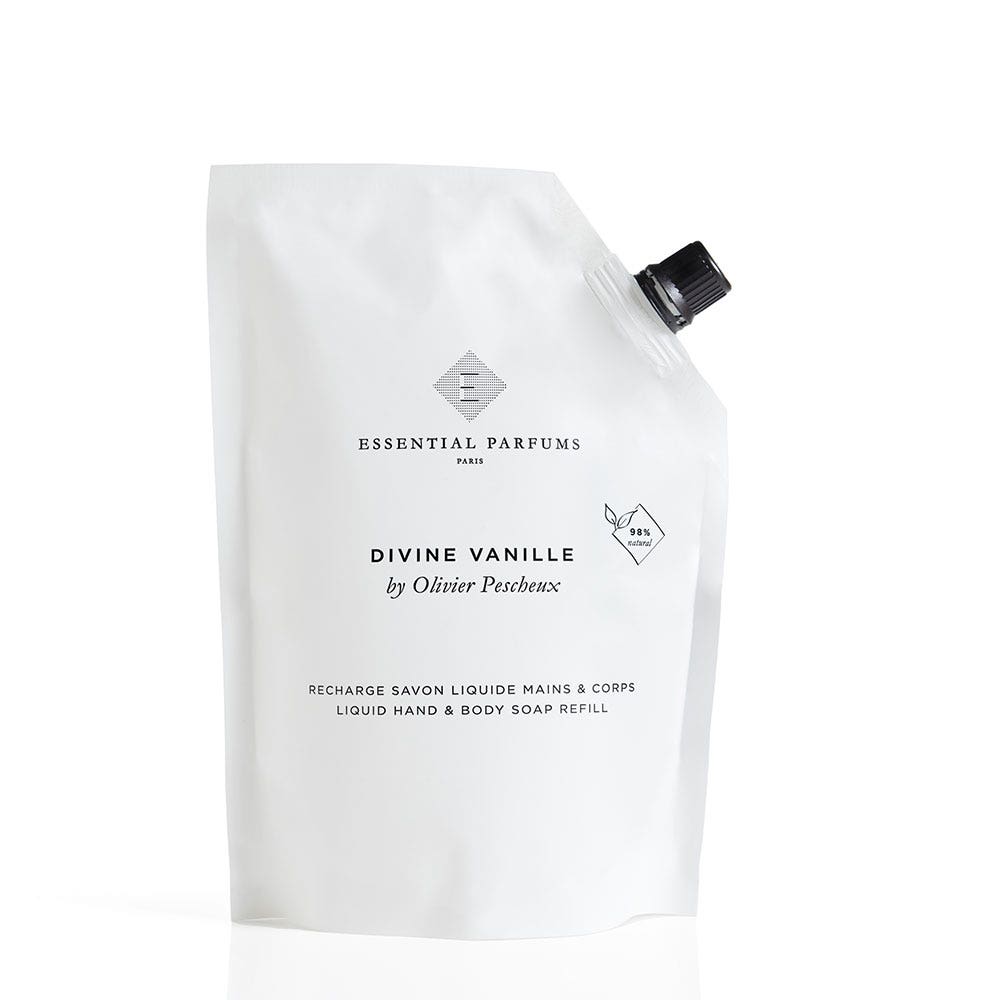 Essential Parfums - Divine Vanille Hand & Body Soap 500 ml Refill 500 ml Auffüller - Reinigende KörperSeife