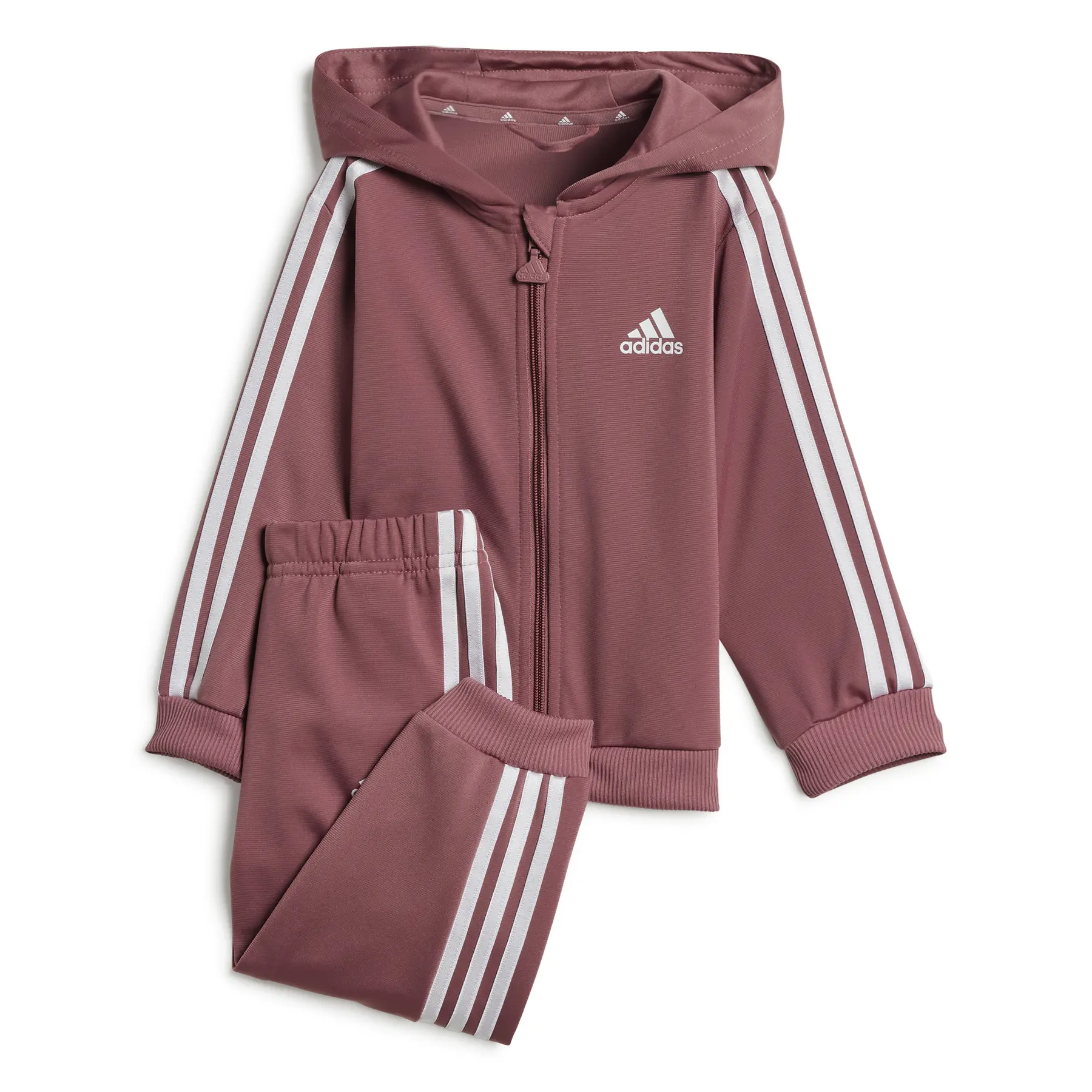 Baby-Trainingsanzug mit Kapuze, Full Zip, aus Polyester adidas Essentials Three Stripes Shiny