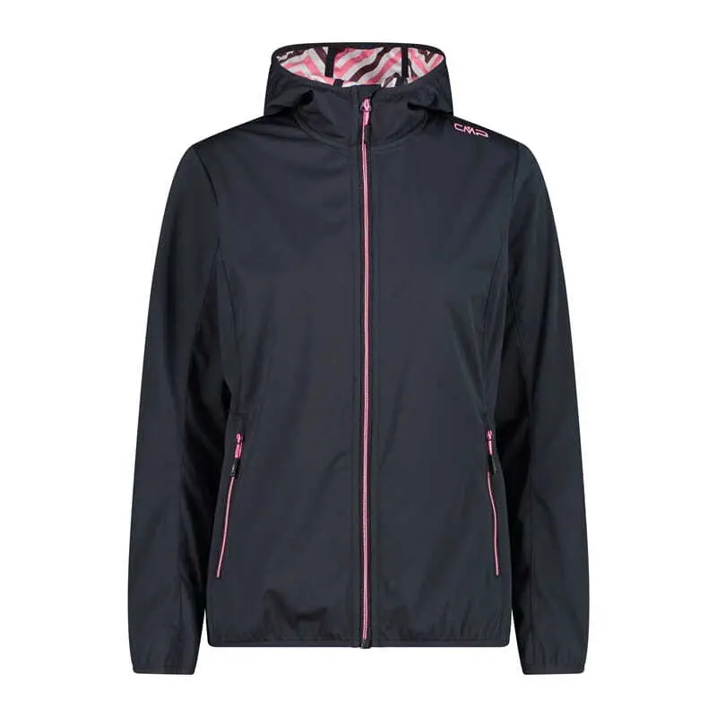 Damenregenjacke mit Kapuze und bedrucktem Futter CMP