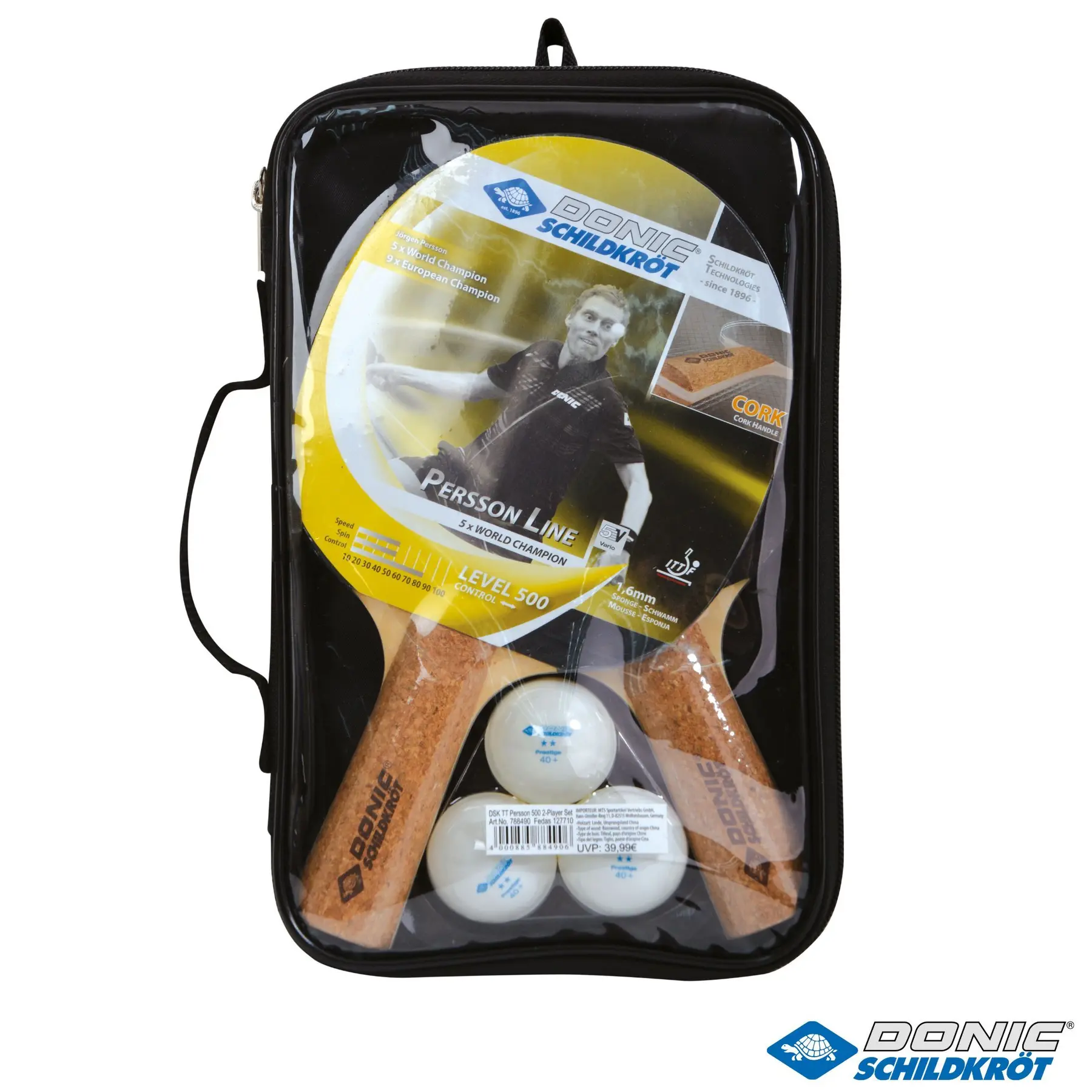 Tischtennis-Set Donic-Schildkröt Persson 500 Kork In Tragetasche