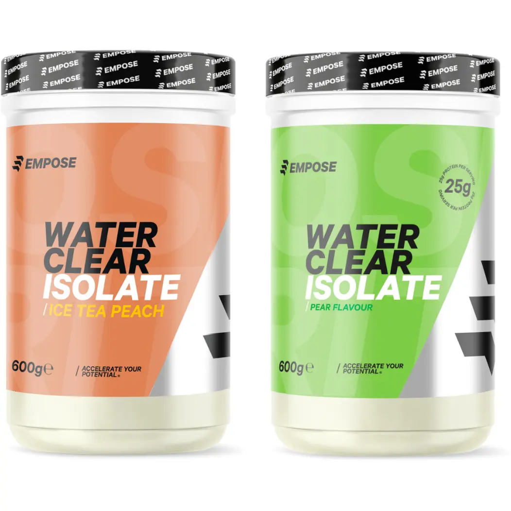Protéinpulver Eistee Pfirsich und Birne Empose Water Clear Isolate
