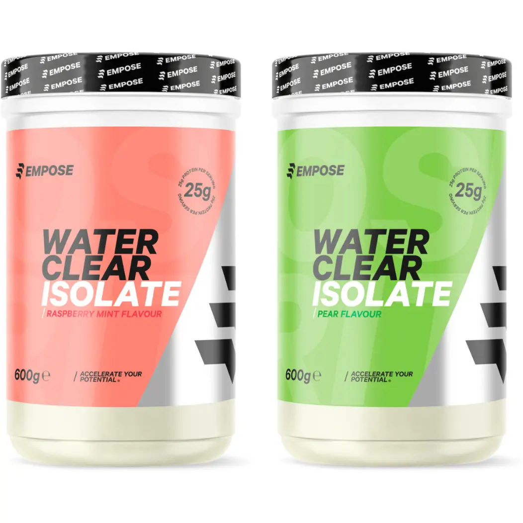 Protéinpulver Himbeere-Minze und Birne Empose Water Clear Isolate
