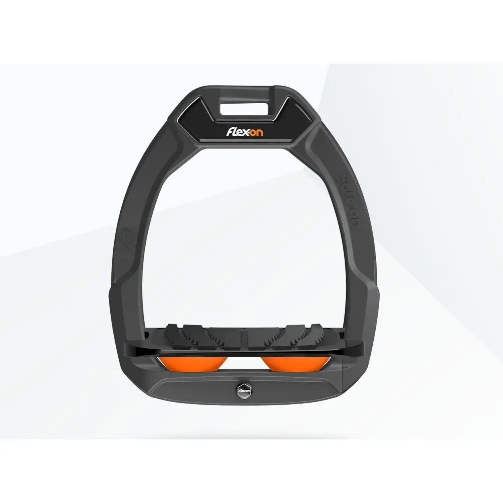 Sicherheitssteigbügel Reiten Genoppt Anthrazit/Schwarz/Orange Flex-On Safe-On