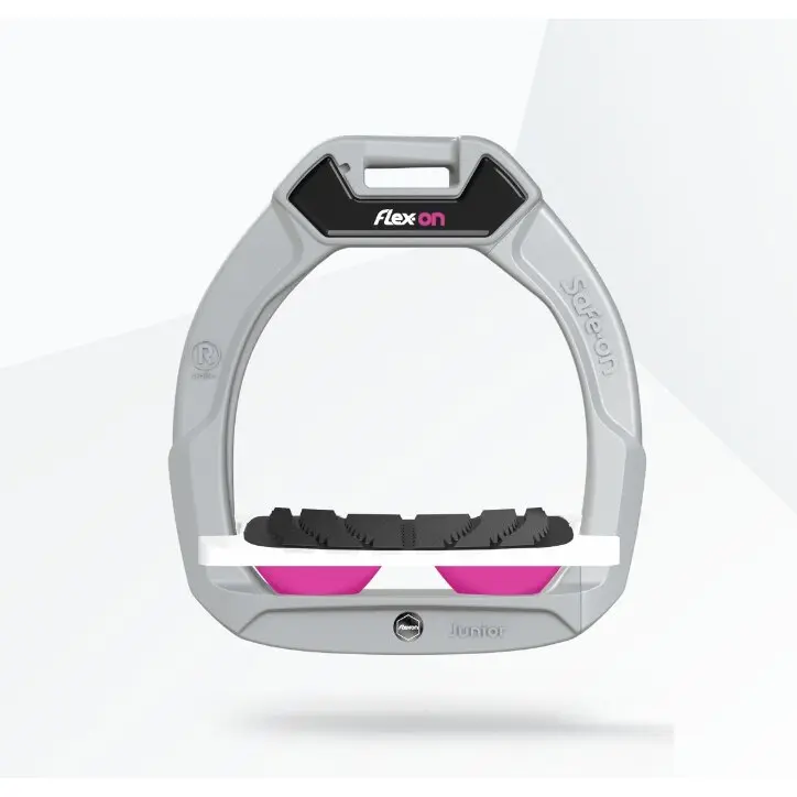 Sicherheitssteigbügel Reiten Neigung Grip Aluminium/Weiß/Rosa Kinder Flex-On Safe-On