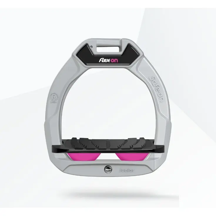 Sicherheitssteigbügel Reiten Neigung Grip Aluminium/Schwarz/Rosa Kinder Flex-On Safe-On