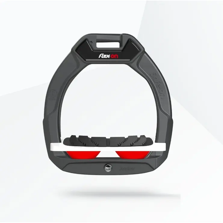 Sicherheitssteigbügel Reiten Neigung Grip Anthrazit/Weiß/Rot Kinder Flex-On Safe-On