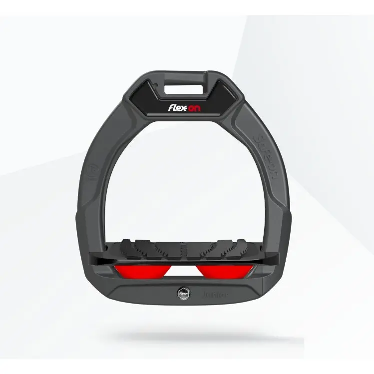 Sicherheitssteigbügel Reiten Neigung Grip Anthrazit/Schwarz/Rot Kinder Flex-On Safe-On
