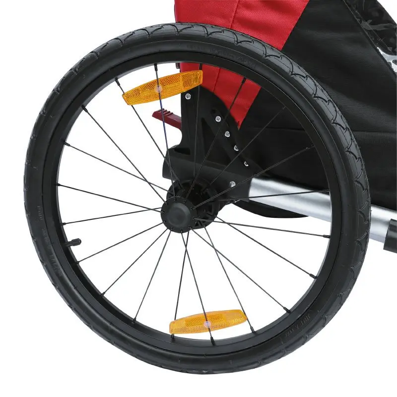 Fahrradanhänger überdachter Kinderwagen 2 Plätze in Alu maxi Befestigung Radachse - Buch mit Vorderrad und Griff Bremse - klappbar ohne Werkzeug Kind P2R 36 Kg