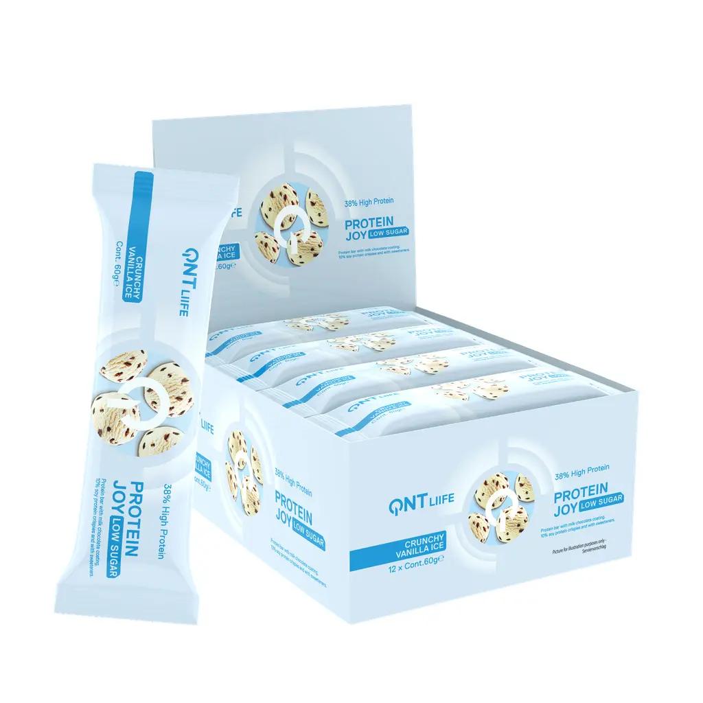 Karamell-Protein-Nahrung QNT Protein Joy 36% Low Sugar Crunchy Vanilla Ice