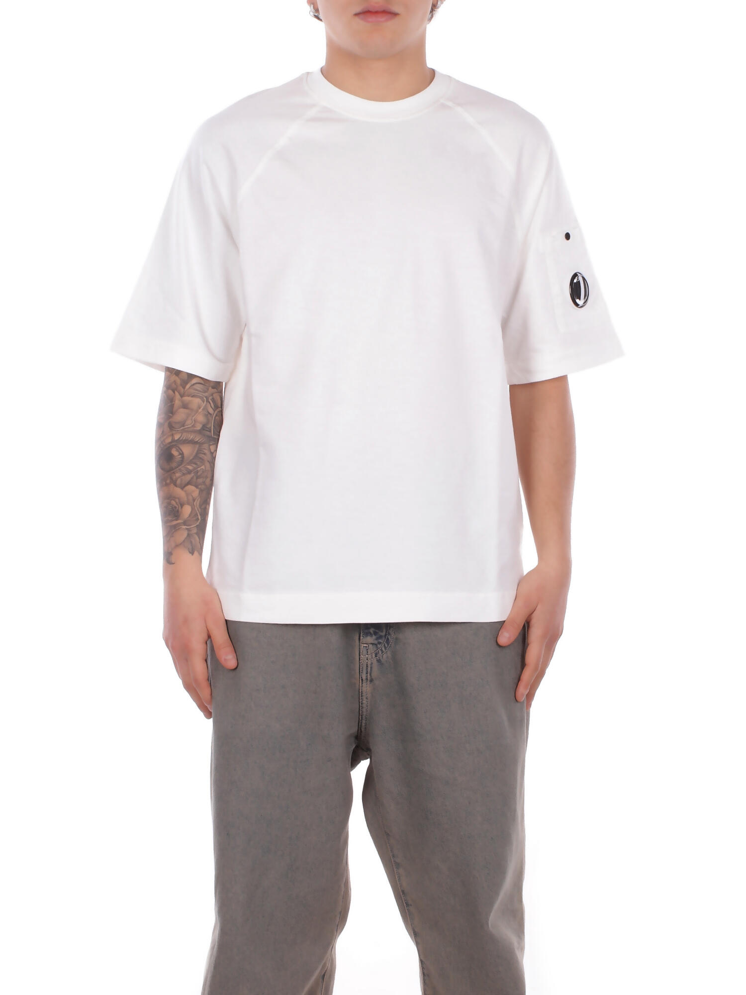 Cp Company T-Shirt und Polo Gauze weiB