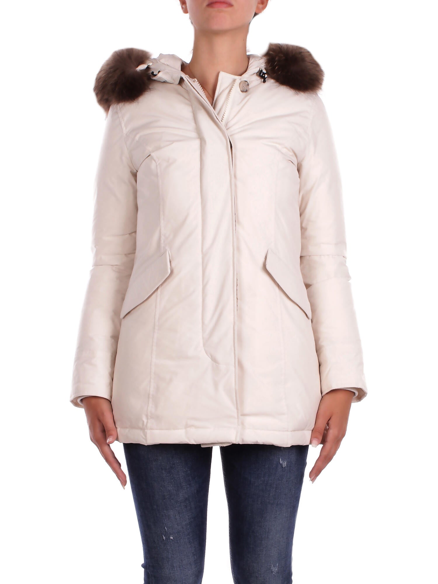 Woolrich Frau Jacke cfwwou0652frut3128 8743 luxus arktisch raccoon parka crema