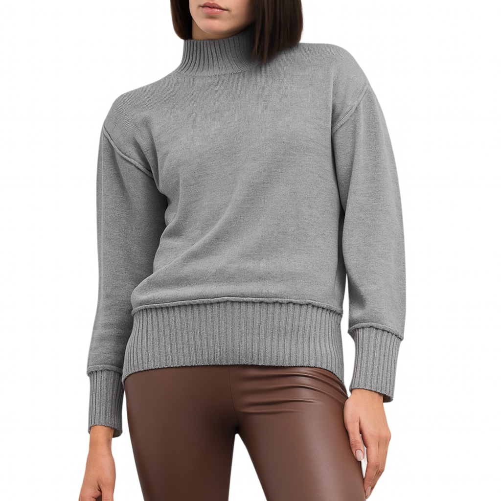 Goa Goa Pullover Schildkrotenhals 100% Wollmuster Chile grau Oversize fit