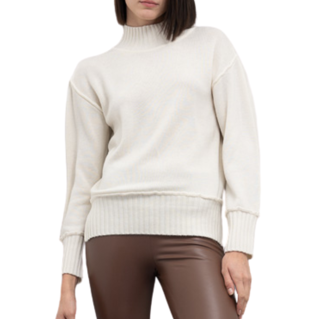 Goa Goa Pullover Schildkrotenhals 100% Wolle Chile Modell naturliche weiB Passform Oversize