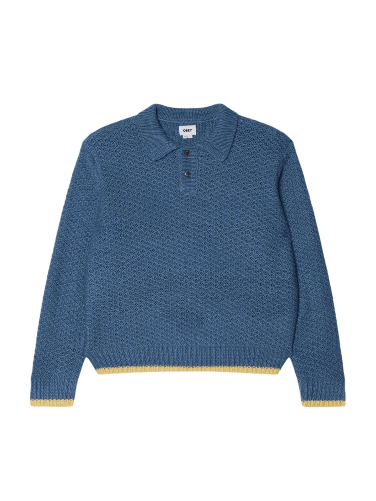 Obey Loreto Polo Strick Pullover Wolle Pullover mit Kragen - Captains blau Multi