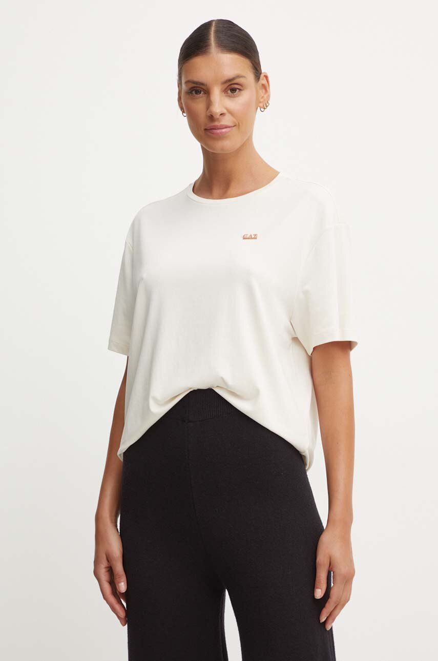 T-Shirt Sport Frau Ea7 6dtt07 tjdzz 1120 weiBer Sand