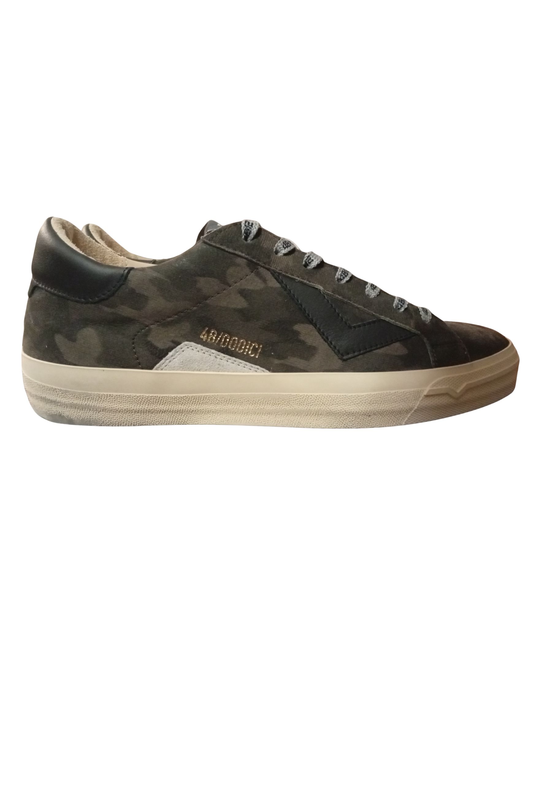 Herren Leder Sneaker 4b12 Militar Schwarz