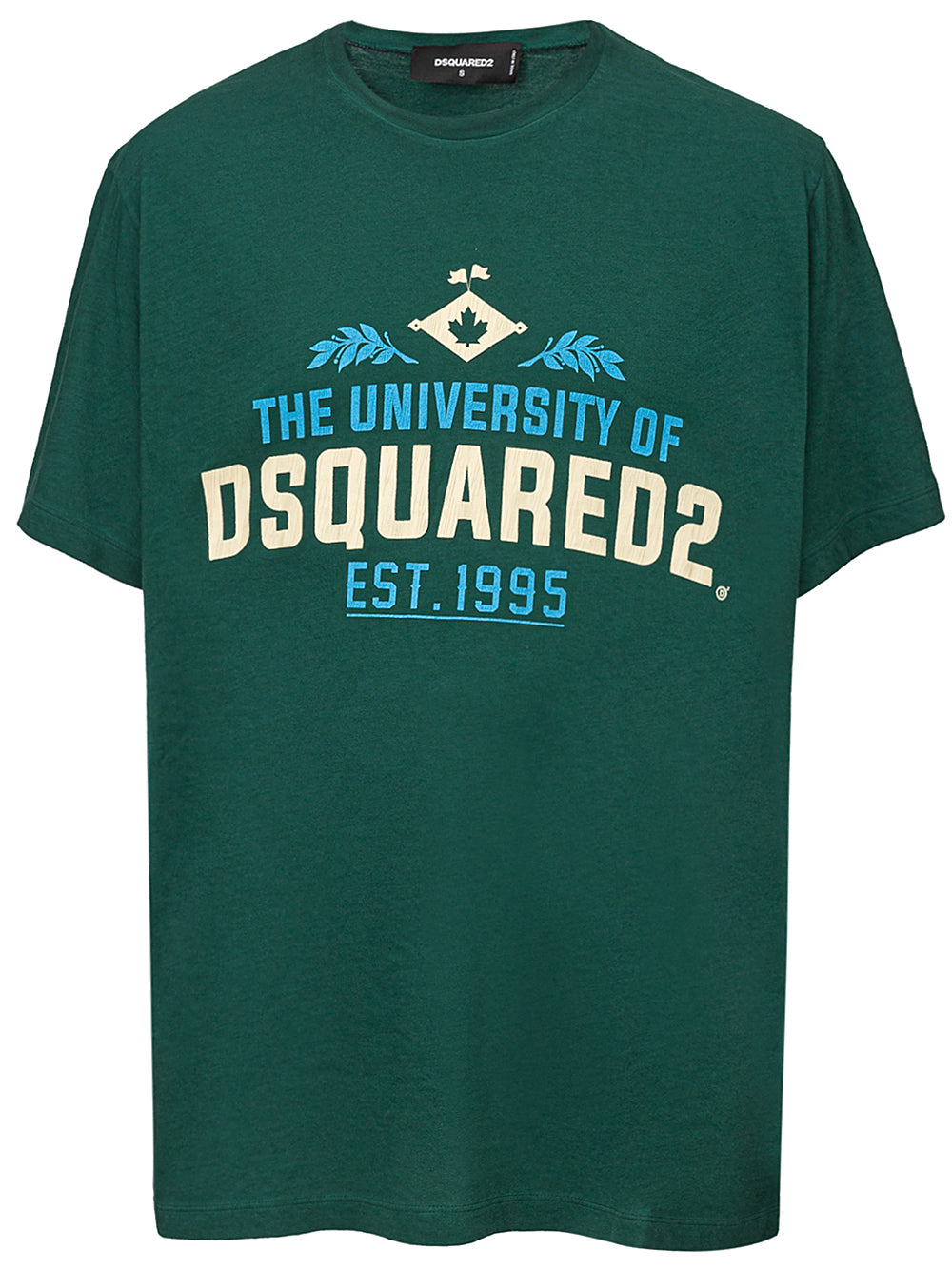 Overfit T-Shirt aus gruner Baumwolle mit Druck Dsquared2.