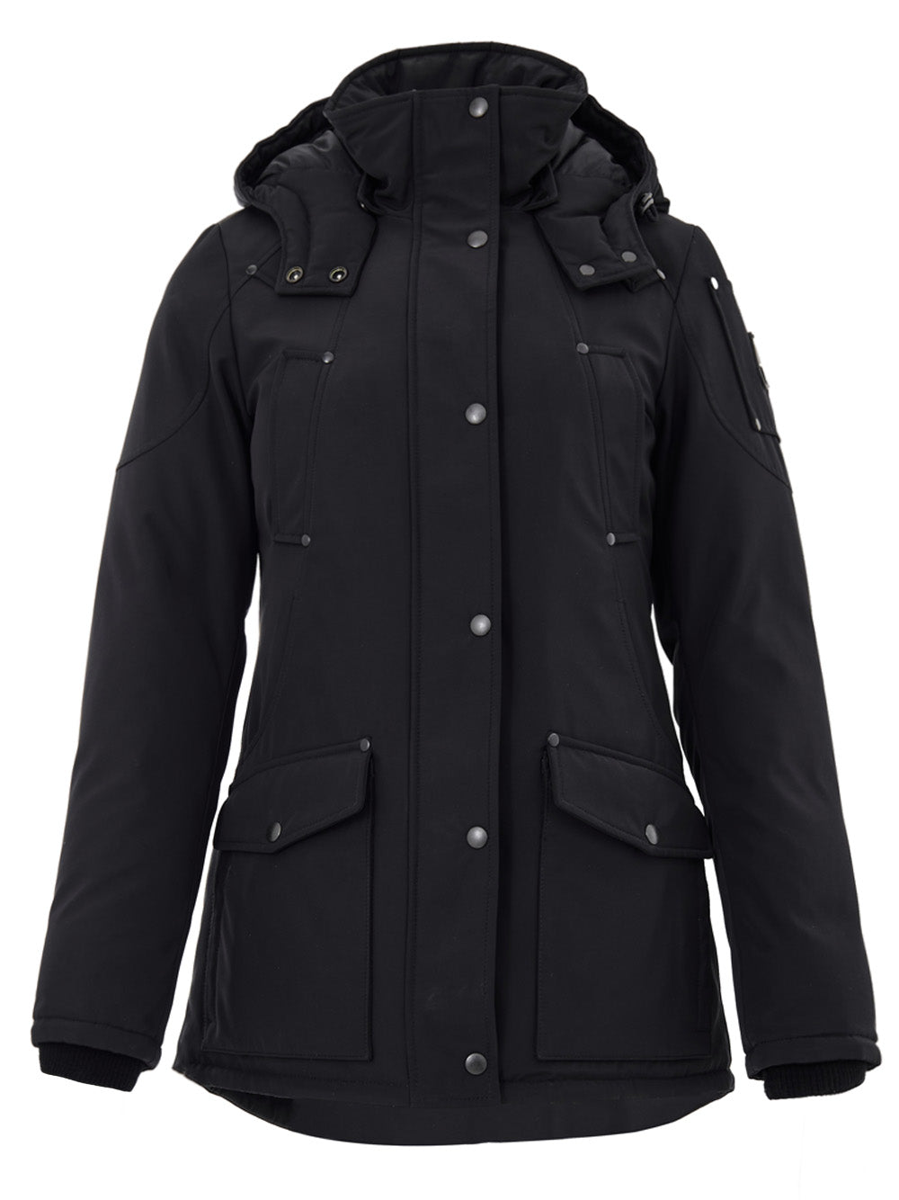 Feldjacke mit Kapuze in Schwarz Moose Knuckles