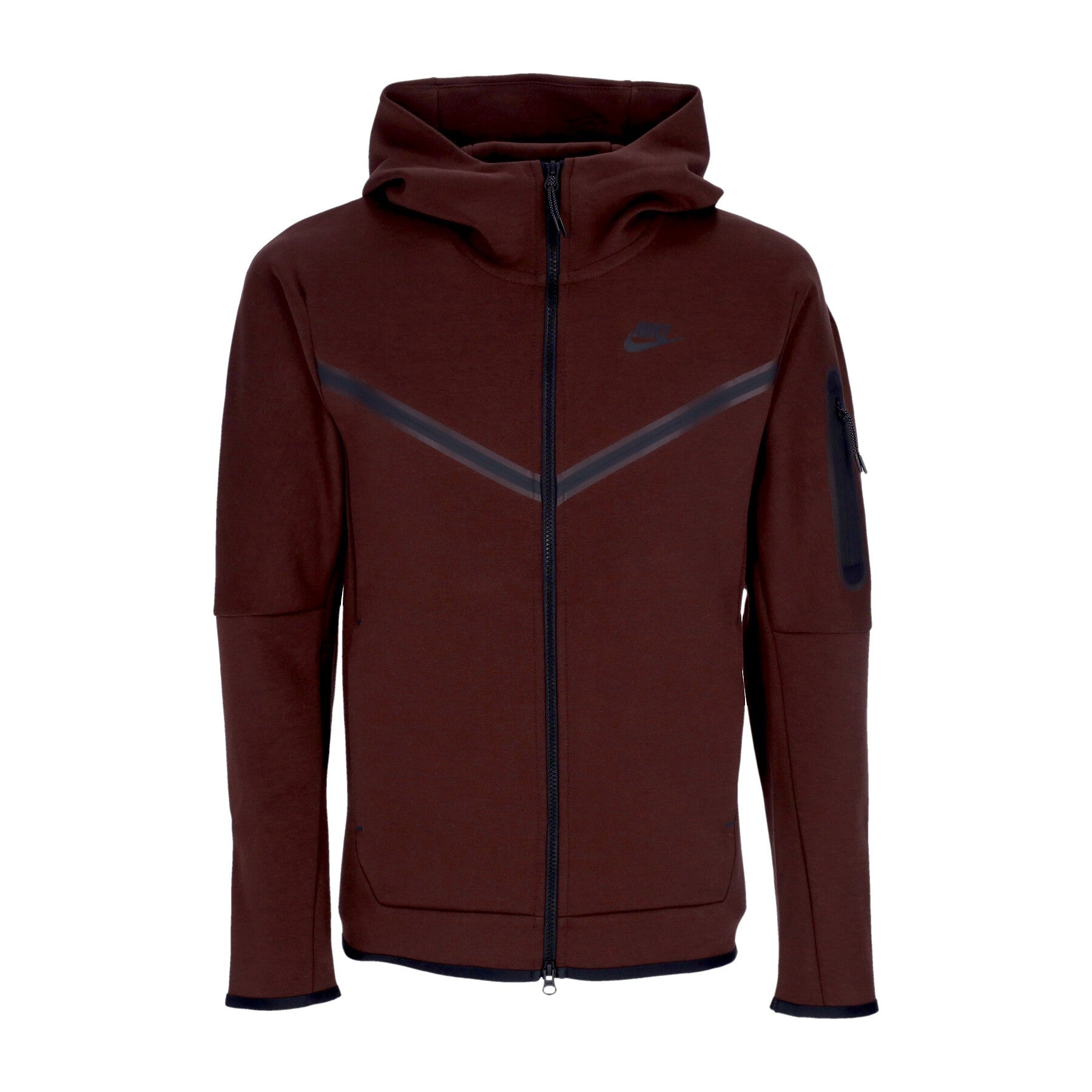 Leichtes Sweatshirt mit Kapuze mit ReiBverschluss fur Herren, Sportswear Tech Fleece Hoodie, Erde/Schwarz