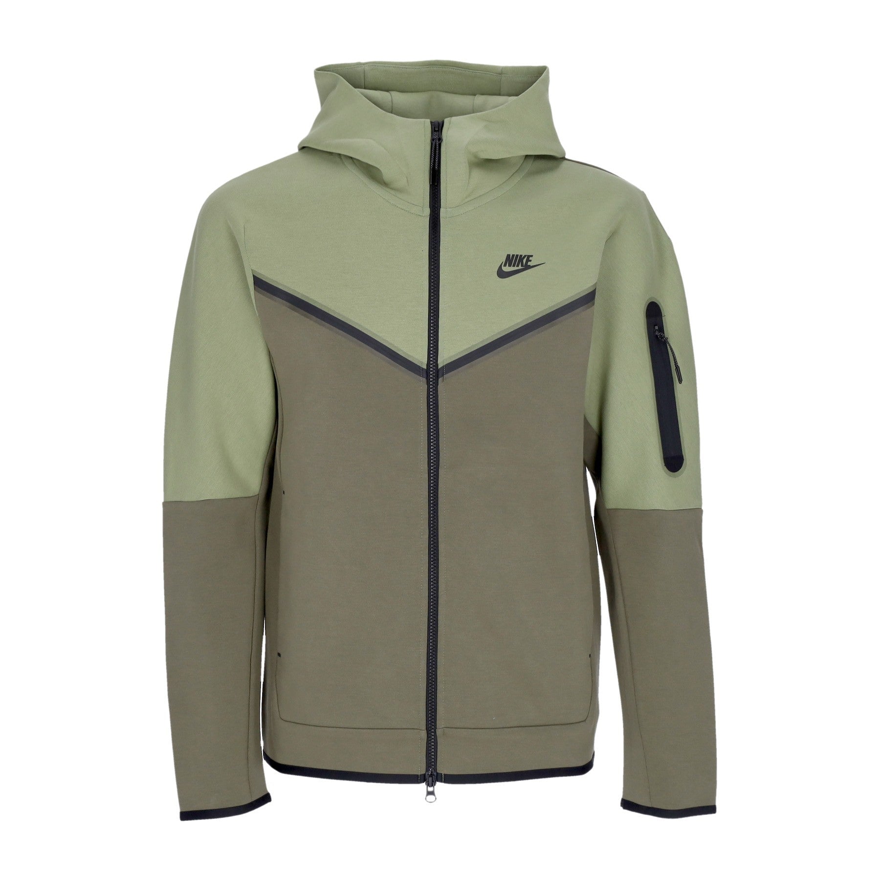 Leichtes Sweatshirt mit Kapuze mit ReiBverschluss fur Herren, Sportswear Tech Fleece Hoodie Alligator/Medium Oliv/Schwarz