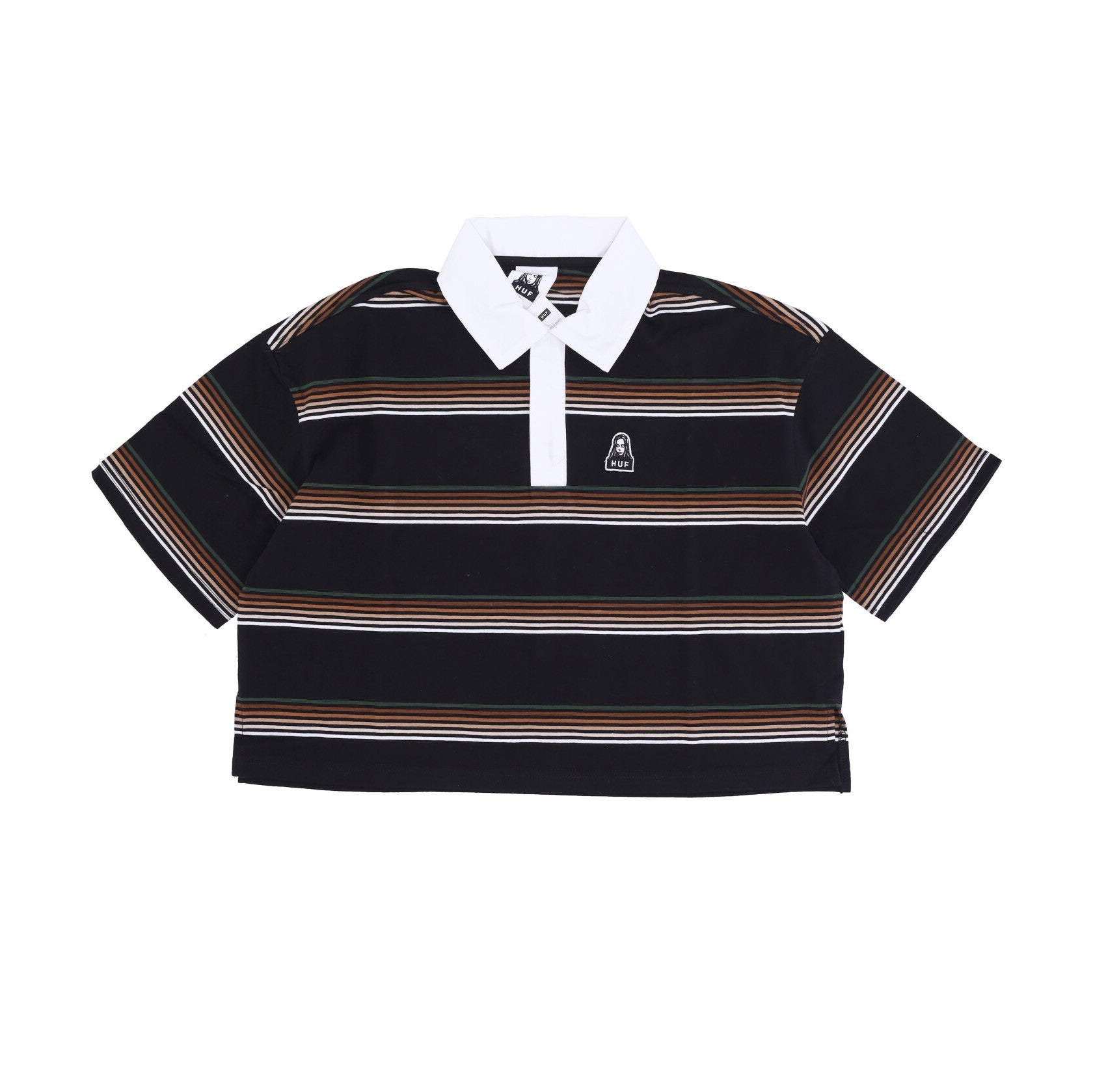Damen Kurzarm-Poloshirt Run Things Crop Poloshirt X X-girl Schwarz