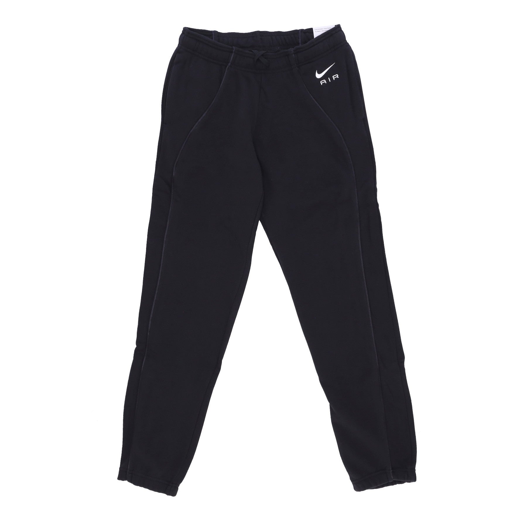 Fleece-Trainingshose fur Damen, Sportswear Air Fleece, mittelhohe Jogginghose, Schwarz/Schwarz/WeiB