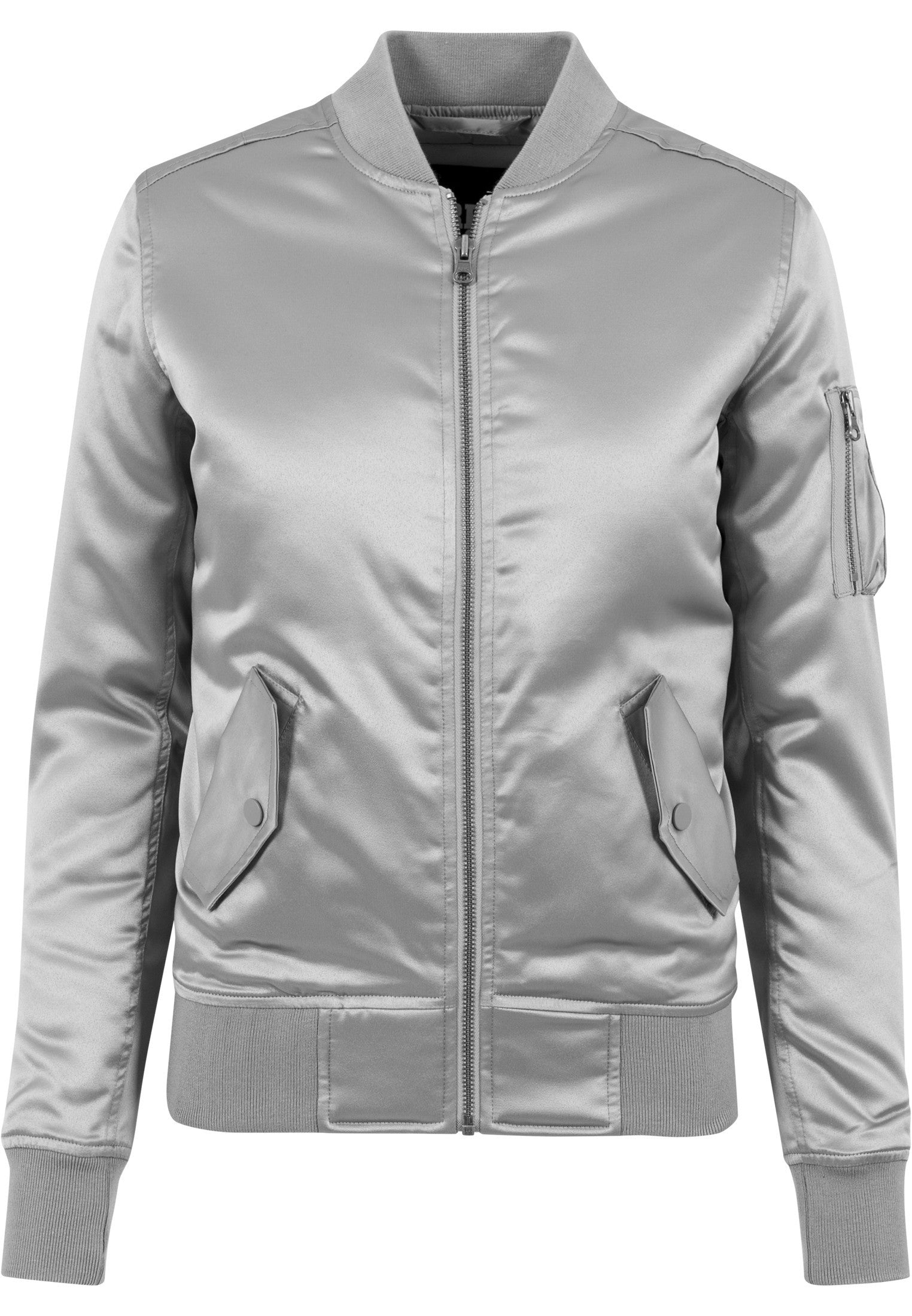 Bomberjacke Damen Damen Satin Bomberjacke Silber