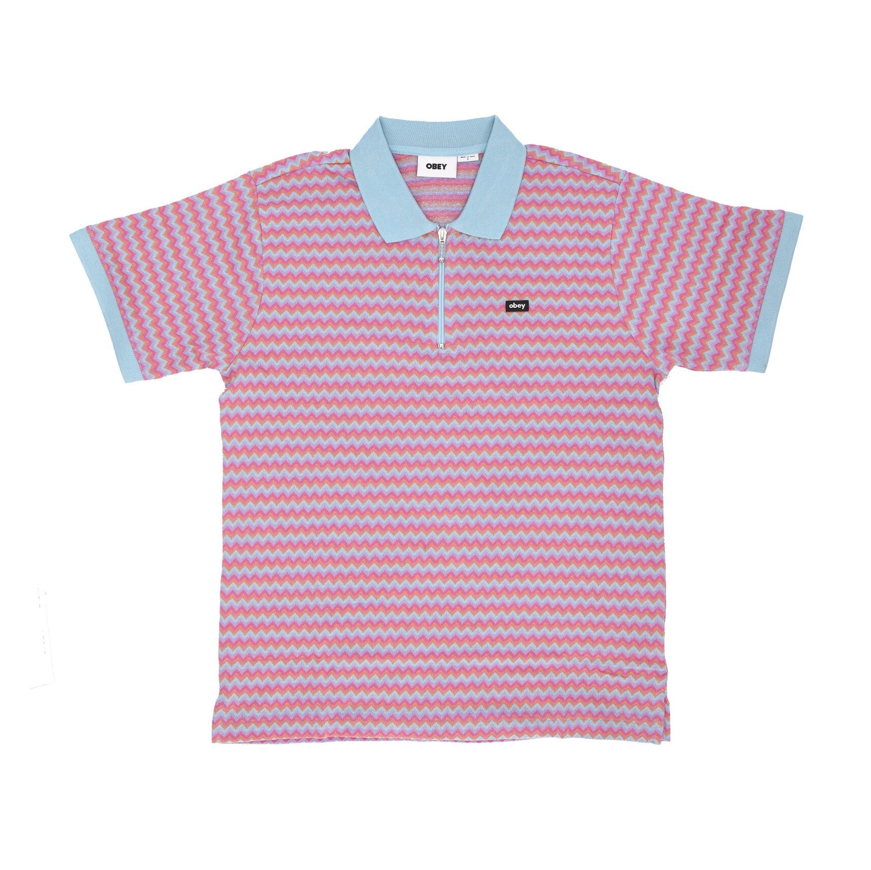 Kurzarm-Polo-Mann-Anno-Jacquard-Polo-Himmelblau-Multi