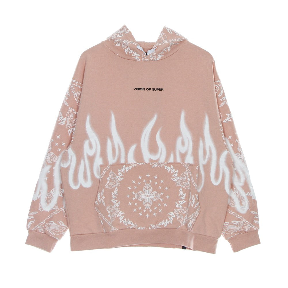 Leichtes Herren-Kapuzenpullover mit Bandana-Print, Pink