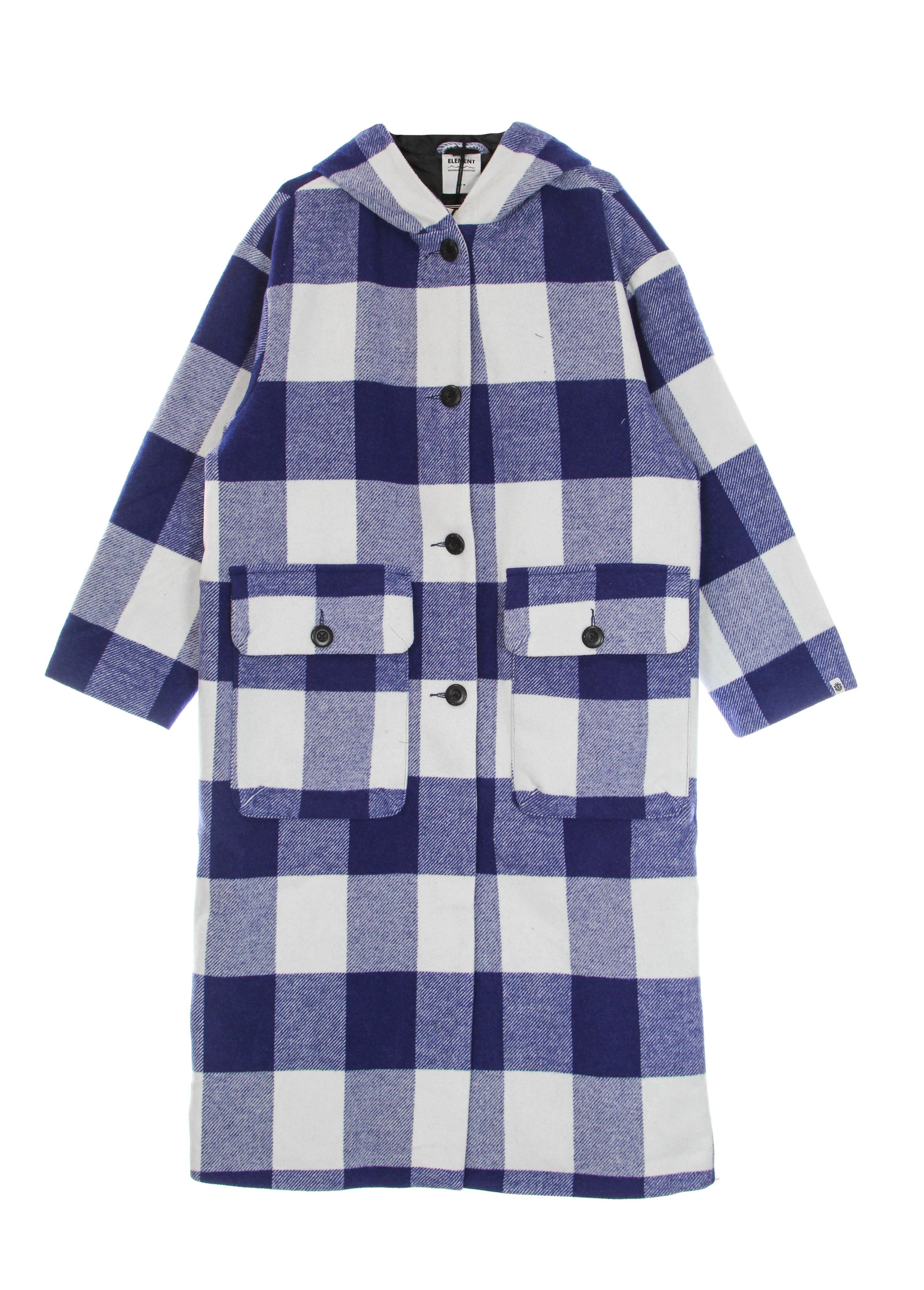 Langer Damen-Blizzard-Mantel, blaue Buffeljacke