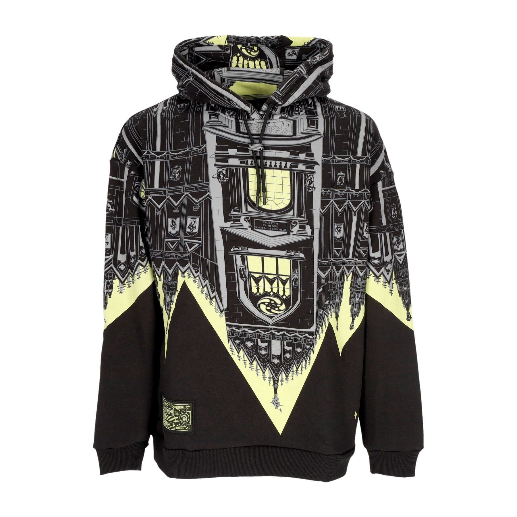 Bench Duomo Herren Hoodie Over Hoodie Schwarz/Limette