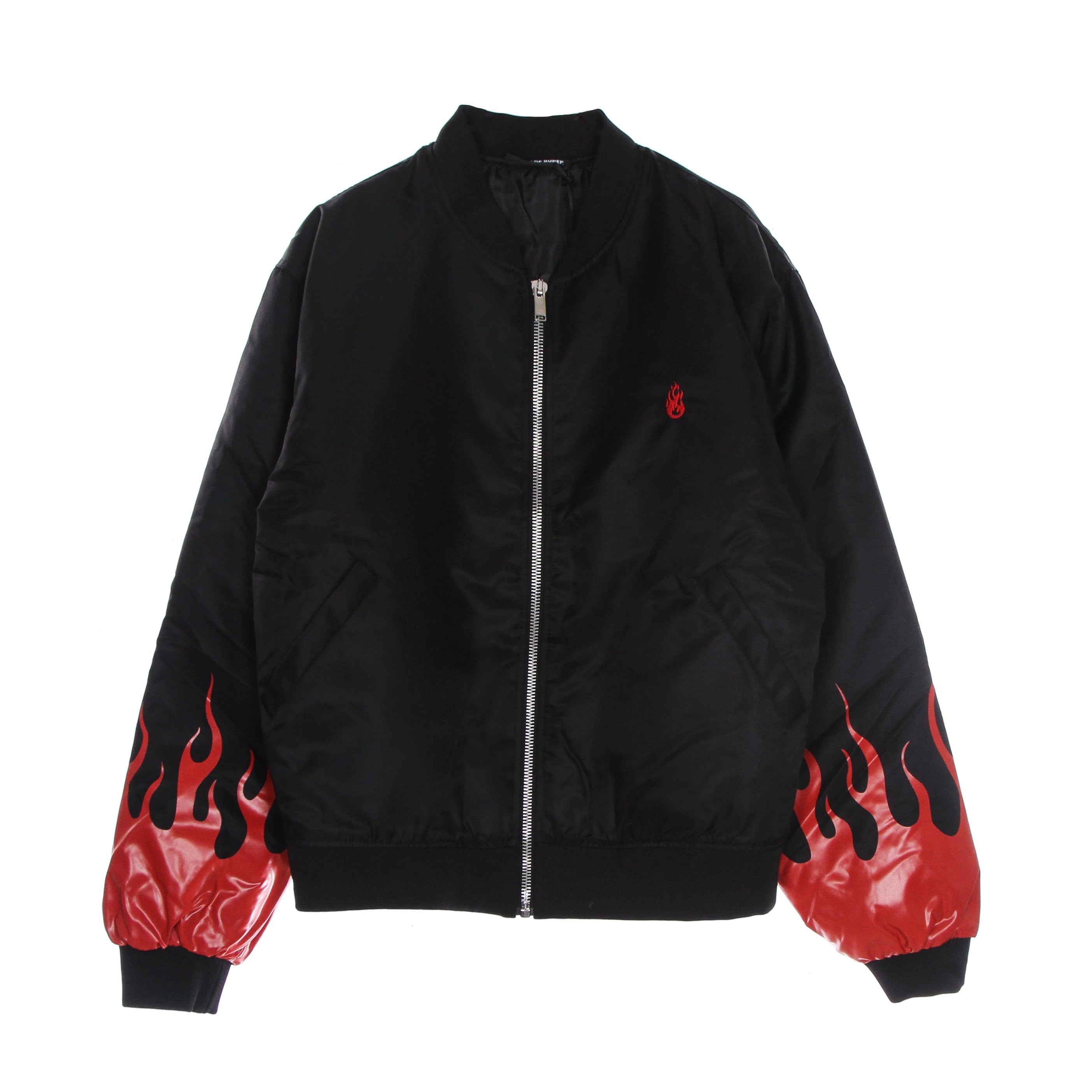 Red Flames Bomber Herrenjacke Schwarz/Rot
