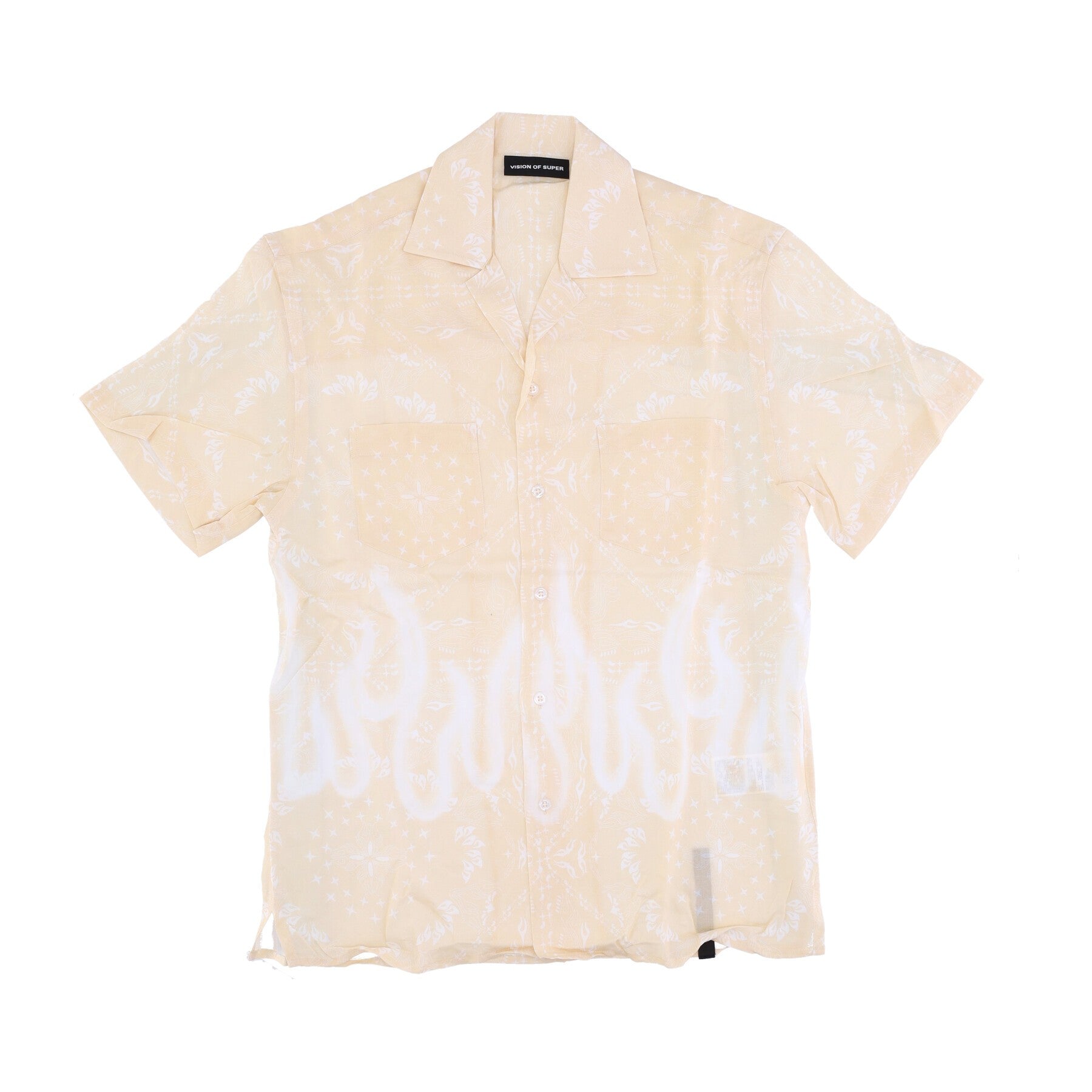 Herren-Kurzarmhemd Spray Flames Bandana-Hemd Beige