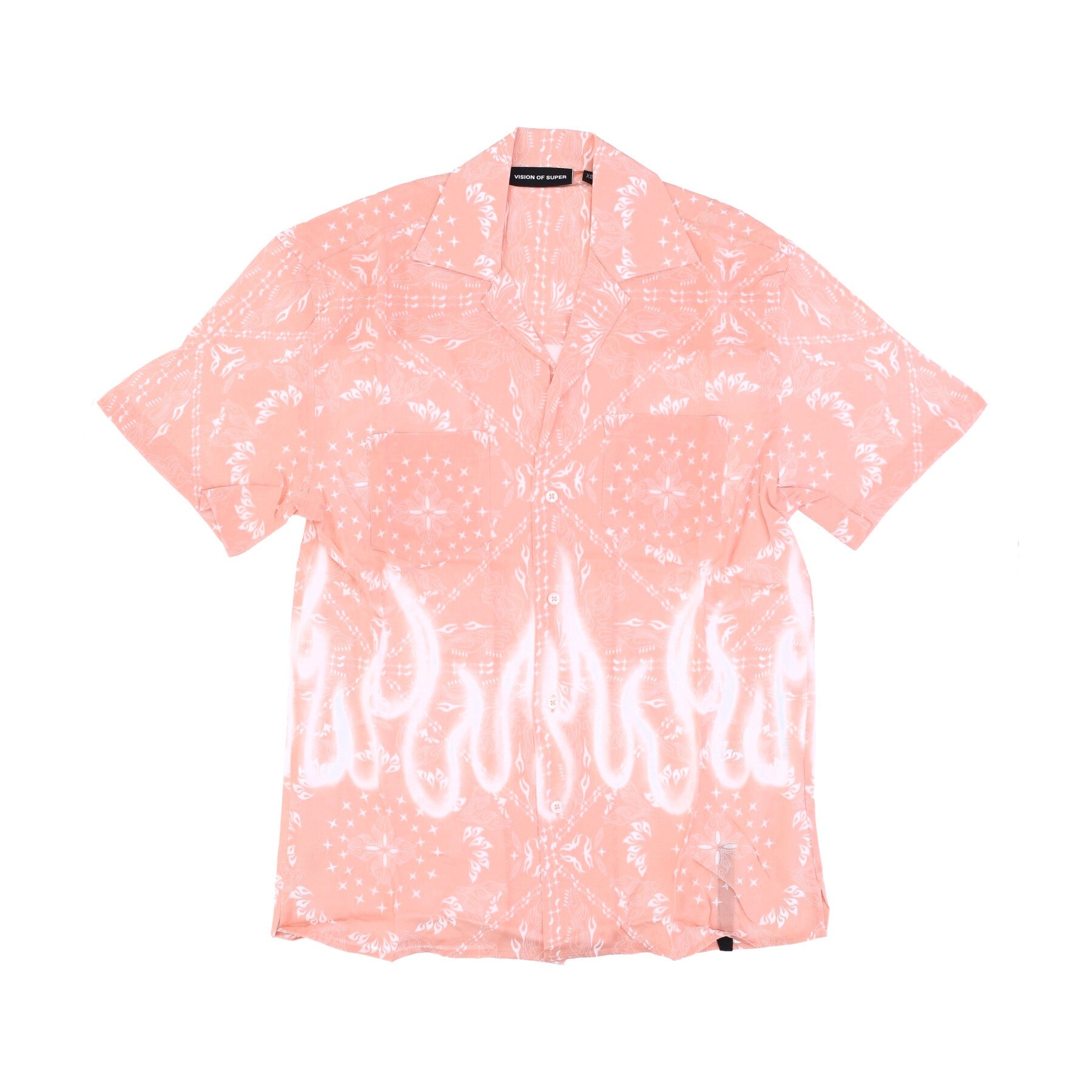 Herren-Kurzarmhemd Spray Flames Bandana-Hemd Pink