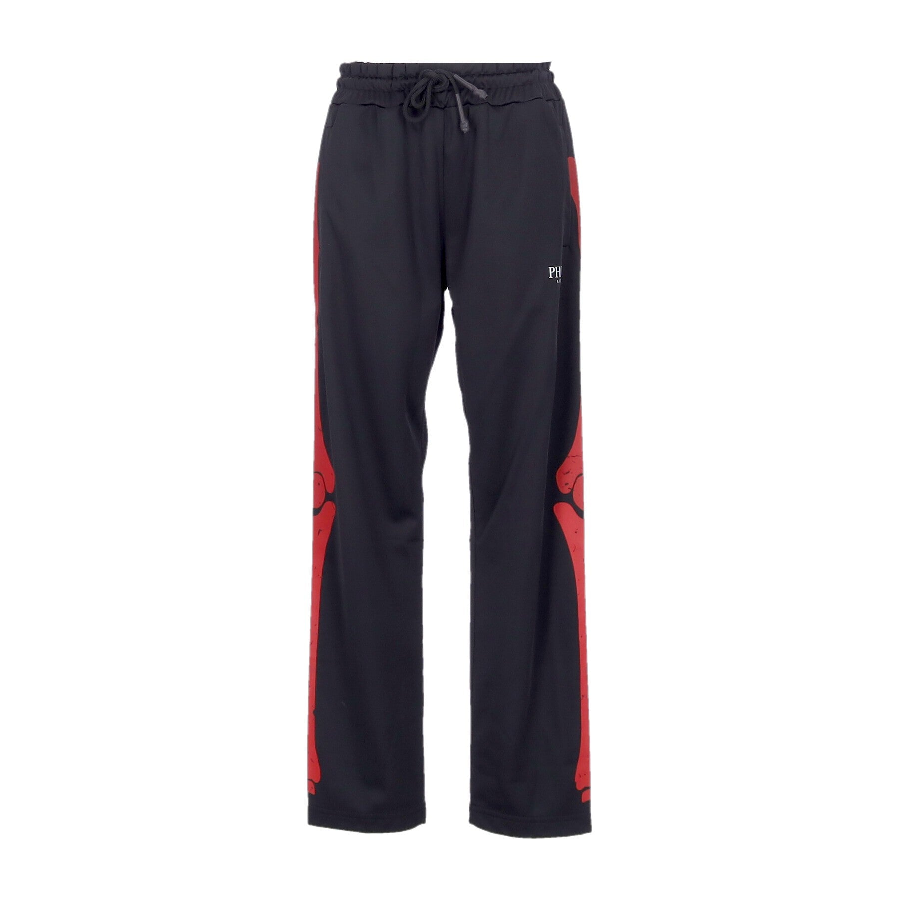 Herren-Trainingsanzug, Hose mit Skelett-Print, Schwarz/Rot